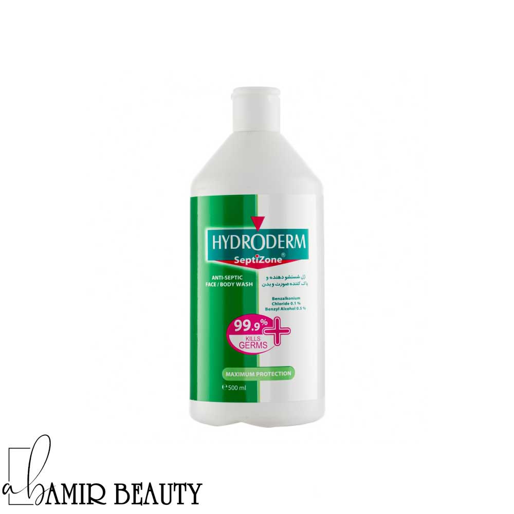 ژل شستشو دهنده و ضدعفونی کننده هیدرودرم 500میل ژل شستشو دهنده و ضدعفونی کننده هیدرودرم 500میل